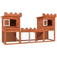 Outdoor Large Rabbit Hutch House Pet Cage Double House - Brown