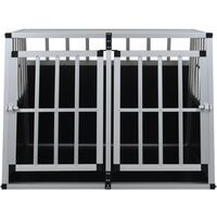 Dog Cage with Double Door 94x88x69 cm - Silver