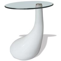 Coffee Table with Round Glass Top High Gloss White - White