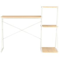 Desk with Shelf White and Oak 116x50x93 cm - White