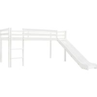 Children's Loft Bed Frame with Slide & Ladder Pinewood 97x208 cm - White