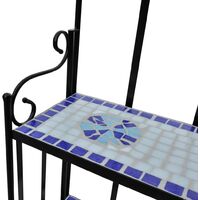 Plant Stand Plant Display Blue White Mosaic Pattern - Blue