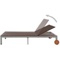 Double Sun Lounger with Wheels Poly Rattan Brown - Brown