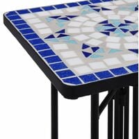 Mosaic Side Table Blue and White Ceramic - Blue