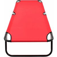 Folding Sun Lounger Red Steel - Red