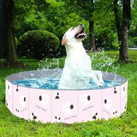 PVC Pet Swimming Pool Portable Foldable Pool Tub Bathtub Wash Tub Water Pond Pool Pet Pool & Kiddie Pools for Kids in The Garden, pink