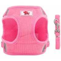 Dog Harness with Leash for Dogs, Soft Mesh Chest Harness for Medium and Small Dogs / Cats, Adjustable Reflective Breathable Puppy Harness Vest Harness, pink, XS