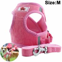 Dog Harness with Leash for Dogs, Soft Mesh Chest Harness for Medium and Small Dogs / Cats, Adjustable Reflective Breathable Puppy Harness Vest Harness, pink, M