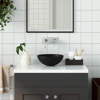 Bathroom Sink Ceramic Matt Black Round - Black