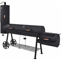 BBQ Charcoal Smoker with Bottom Shelf Black Heavy XXXL - Black