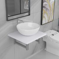 Two Piece Bathroom Furniture Set Ceramic White - White