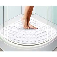 Shower mats shower non-slip, anti-slip mat, antibacterial, anti-mold, quarter circle, corner area, bathtub mats bath mat with suction cups for bathtub shower 54 x 54 cm - white