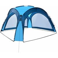 Party Tent with LED and 4 Sidewalls 3.6x3.6x2.3 m Blue - Blue