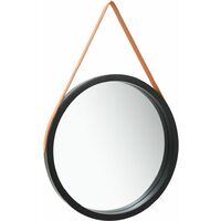 Wall Mirror with Strap 60 cm Black - Black