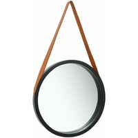 Wall Mirror with Strap 50 cm Black - Black