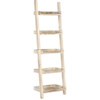 Ladder Shelf White 75x37x205 cm Solid Mango Wood - White