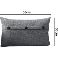 Set of 2 Linen Decorative Cushion Covers Triple Button Cushion Cover Vintage Farmhouse Pillowcase for Sofa Bed
