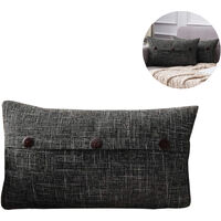 Set of 2 Linen Decorative Cushion Covers Triple Button Cushion Cover Vintage Farmhouse Pillowcase for Sofa Bed