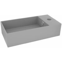 Bathroom Sink with Overflow Ceramic Light Grey - Grey
