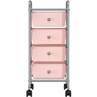 4-Drawer Mobile Storage Trolley Pink Plastic - Pink