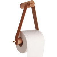 Wooden toilet roll holder, toilet paper roll holder for bathroom retro wall holder bathroom toilet roll holder vintage decoration, brown