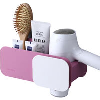 Hair dryer holder, hair dryer holder without drilling, hair dryer storage with two compartments, without drilling, waterproof, strong adhesive