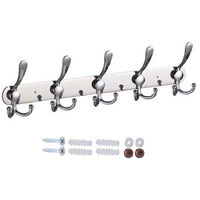 Long wall coat rack, 5 three hooks for hanging coats, wall hooks, wall coat rack, clothes hook, jacket, hats, silver