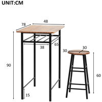 3 Pieces Bar Table Set, Modern Pub Table and Chairs Dining Set, Kitchen Counter Height Dining Table Set with 2 Bar Stools, Built in Storage Layer, Easy Assemble, Brown