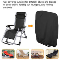 Outdoor Zero Gravity Folding Chair Cover Waterproof Dustproof Lawn Patio Furniture Covers All Weather Resistant, 20/34*W96*H85cm, black