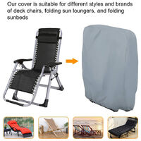 Outdoor Zero Gravity Folding Chair Cover Waterproof Dustproof Lawn Patio Furniture Covers All Weather Resistant, 20/34xW71xH110cm, gray