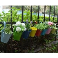 Iron / Metal Hanging Flowerpot For 8 Pots Balcony Garden Wall Hanging Metal Bucket Holder Gift Detachable Style
