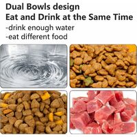 Stainless Steel Raised Dog Cat Food Bowl, 400ml Double Bowl for Cat & Feeder Dog, Non-Slip Non-Spill