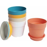 5 pcs Colorful Mini resin Plastic Plant Pots with saucers, Home Garden Flower Pot, top diameter 9.5cm, Height 9cm, bottom diameter 6.5cm