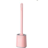 Silicone Toilet Brush, Pink Toilet Brushes and Holders for Bathroom Quick Dry TPR Toilet Brush