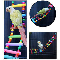 Bird Parrot Toys, Naturals Rope Colorful Step Ladder Swing Bridge for Pet Trainning Playing, Flexible Birds Cage Accessories Decoration for Cockatiel Conure Parakeet, 77cm