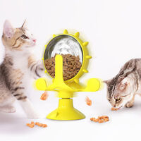 Cat Toys, Windmill Leaking Food Toy Interactive Cat Toys for Indoor Cats with Suction Cup,Cat Spring Cat Bell Ball, yellow