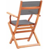 Folding Garden Chairs 2 pcs Grey Solid Eucalyptus Wood and Textilene - Grey