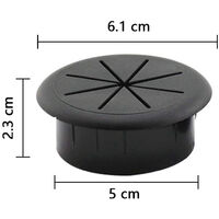 3PCS Desk Cord Grommets Wire Cable Hole Cover for Office PC Desk Cable Cord Cover Black, 50mm, black