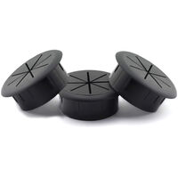 3PCS Desk Cord Grommets Wire Cable Hole Cover for Office PC Desk Cable Cord Cover Black, 60mm, black