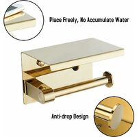 Toilet roll holder gold 304 stainless steel toilet roll holder with shelf Wall-mounted toilet roll holder for the bathroom
