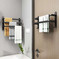 Bathroom Towel Racks, Black Wall Mounted Towel Racks for Shower and Kitchen, Waterproof ZDXR8 Door Bars with Hook (50cm, Three Bars)