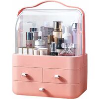 Makeup Organizer Makeup Organizer Portable Acrylic Cosmetic Storage Box, Transparent Drawers Jewelry Box Cosmetic Holder for Dresser and Bathroom (Pink1)