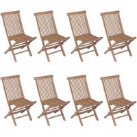 9 Piece Outdoor Dining Set with Folding Chairs Solid Teak Wood - Brown