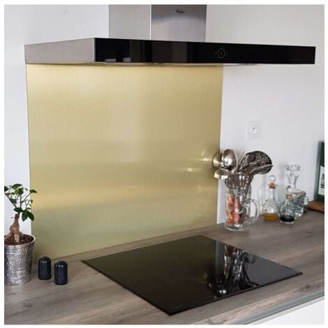Crédence Composite Aspect Alu Or Brossé - Hauteur 25 cm x Largeur 140 cm