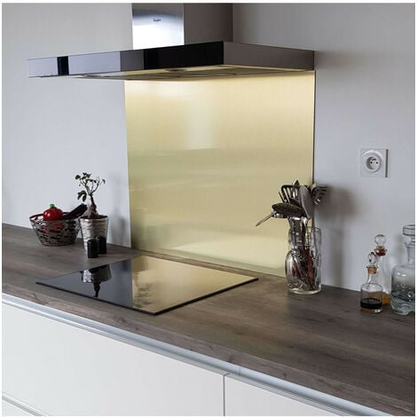 Crédence cuisine fond de hotte verre brillant - Gris 600x700 mm - 60cm de  large