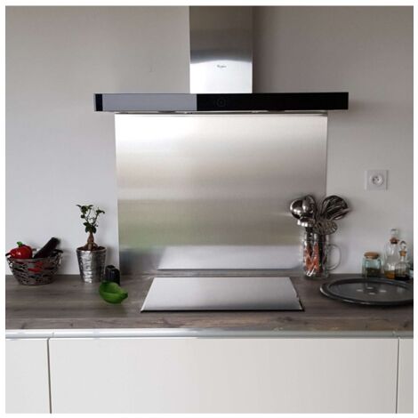 Crédence Composite Aspect Inox Brossé - Hauteur 65 cm x Largeur 70 cm