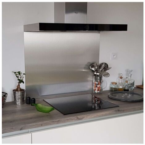 Crédence Composite Aspect Inox Brossé - Hauteur 65 cm x Largeur 70 cm