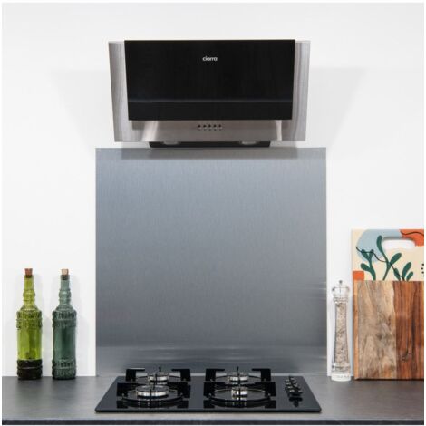 Crédence Composite Aspect Inox Brossé - Hauteur 65 cm x Largeur 70 cm