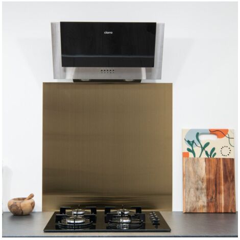 Crédence Inox Brossé Laiton 0,8mm  - Hauteur 65 cm x Largeur 90 cm (1/4)
