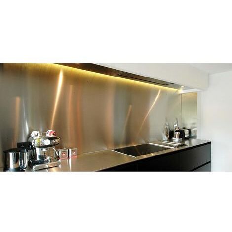 Crédence Inox Brossé 1.5 Mm Hauteur 75 Cm - Sur Mesure (Longueur 90 Cm) - Aspect Alimentaire